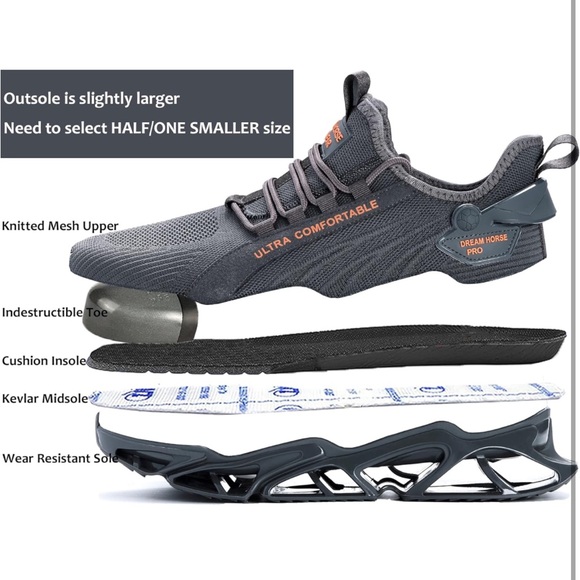 Men’s Size 11 DREAM HORSE Lightweight Work Shoes Steel Toe Sneakers NIB - Picture 3 of 5